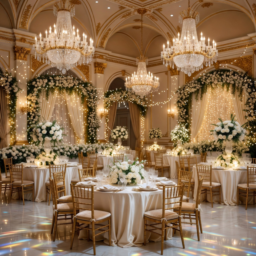 Elegant wedding reception table decoration with candles and roses